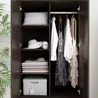 Hitow Armoire de rangement double tiroir avec portes miroir et zones de rangement