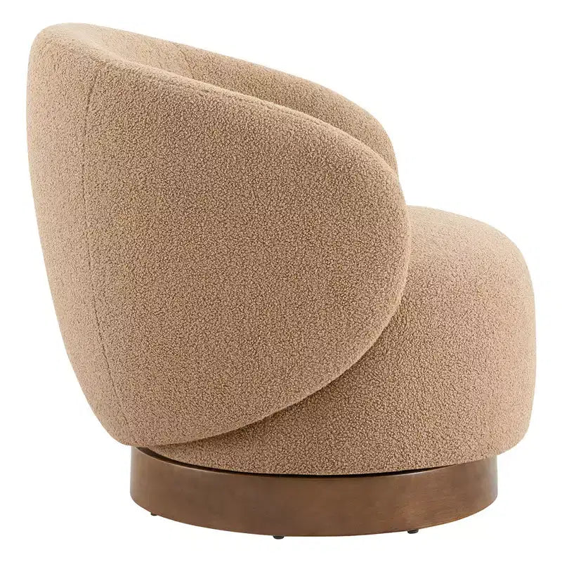 Fauteuil d'appoint pivotant Spruce&Spring en tissu avec base en bois
