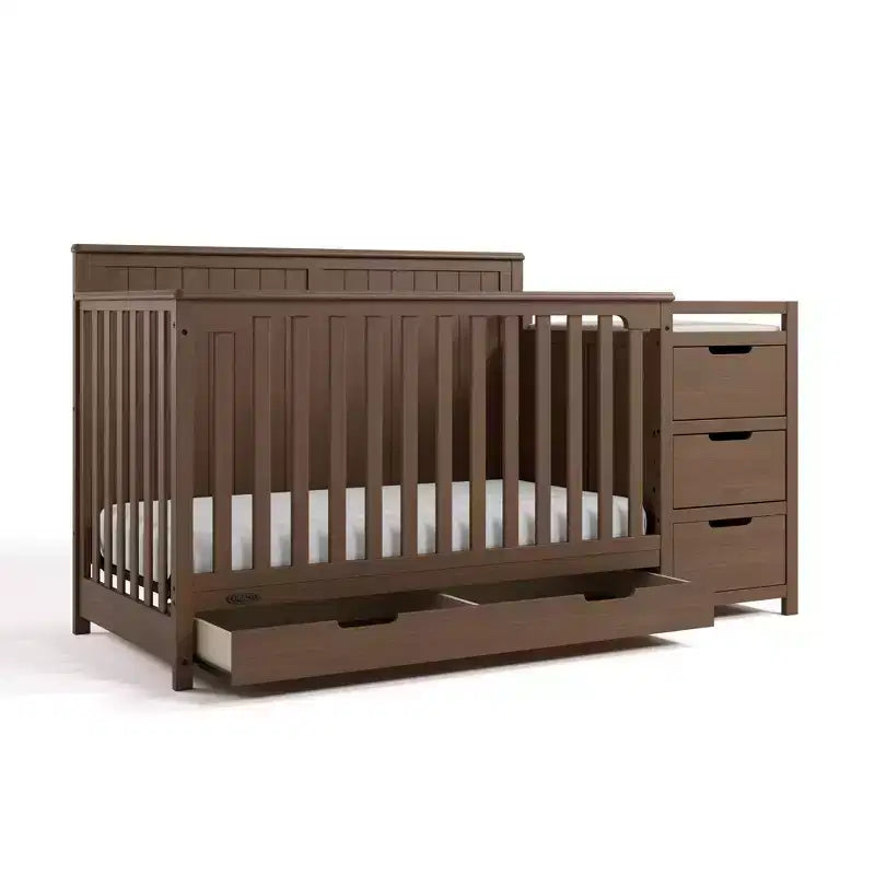 Lit de bébé et table à langer transformable 5-en-1 avec tiroir
