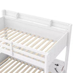 Lit superposé double sur toute la longueur avec rangement, lumières LED et station de charge, lit superposé en bois avec étagères latérales pour enfants et adolescents
