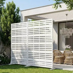 MAYEERTY 72x47 Écran de confidentialité extérieur naturel blanc, séparateur pliable naturel en 6 pièces pour jardin et cour arrière