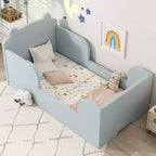 Lit au sol en forme d'ours Okak pour les 3-6 ans, cadre de lit pour tout-petits avec barrière de sécurité, lit pour enfants en forme d'animal mignon
