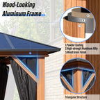 Tonnelle EROMMY à toit rigide, pergola extérieure avec double toit, moustiquaire et rideaux, auvent robuste pour patio, jardin, fête au bord de la piscine