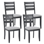 Lot de 4 chaises de salle à manger en bois à dossier à lattes