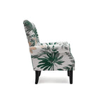 Fauteuil d'appoint moderne Erommy, fauteuil à dossier haut, canapé simple en tissu rembourré avec boutons et pieds en bois pour salon