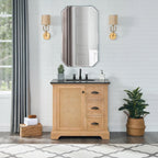 Meuble sous-vasque Hervas avec plateau en marbre naturel, sans miroir