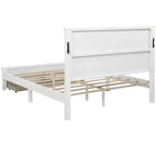 ModernLuxe Lit plateforme Queen/King Size avec tête de lit haute, cadre de lit rustique en bois avec 2 tiroirs, lumières LED et ports USB
