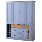 Garde-manger de cuisine autoportant Whisen de 180 cm de haut, grand buffet de salle à manger avec 4 portes pliantes, étagères, porte-bouteilles