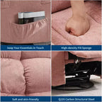 Fauteuil de massage inclinable et chauffant – Fauteuil à bascule pivotant à 360°, canapé simple surdimensionné avec vibration, port USB et poches de rangement pour salon/chambre