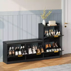 Meuble à chaussures de ferme avec banc, organisateur de rangement de chaussures d'entrée avec 4 tiroirs à abattant et siège rembourré confortable, banc à chaussures autoportant