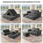Canapé sectionnel convertible Cloud, canapé sectionnel confortable en velours côtelé, canapé confortable avec assise profonde et coussins hauts, facile à assembler