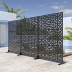Écran en acier galvanisé noir à motif triangulaire en V | 183H x 120L x 4P cm
