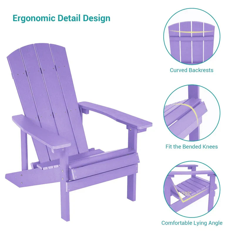 Chaises Adirondack d'extérieur en bois résistantes aux intempéries Bonosuki - Lot de 4