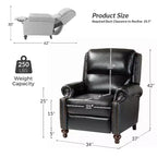 Ensemble de 2 fauteuils inclinables modernes en cuir véritable Elisabete avec garniture cloutée vintage pour salon et chambre à coucher | ART OF LIVING DESIGNS