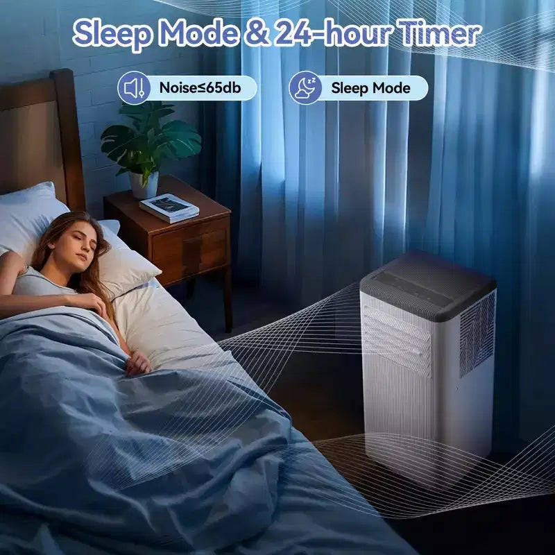 Climatiseurs de 14 000 BTU refroidissant jusqu'à 70 m², Climatiseur portable 3-en-1 avec modes Refroidissement, Déshumidification et Ventilation, Télécommande