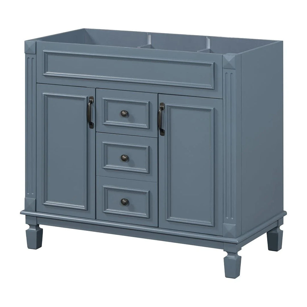 Meuble-lavabo de salle de bain moderne de 91 cm avec lavabo et armoire de toilette, 2 portes et 2 tiroirs
