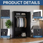 Armoire penderie en acier robuste de 183 cm avec serrure, armoires de rangement de garage en métal, armoire de rangement en métal pour la maison, la chambre, le bureau, le placard
