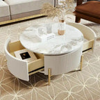 Table basse ronde moderne de 31,5 po avec grand tiroir de rangement