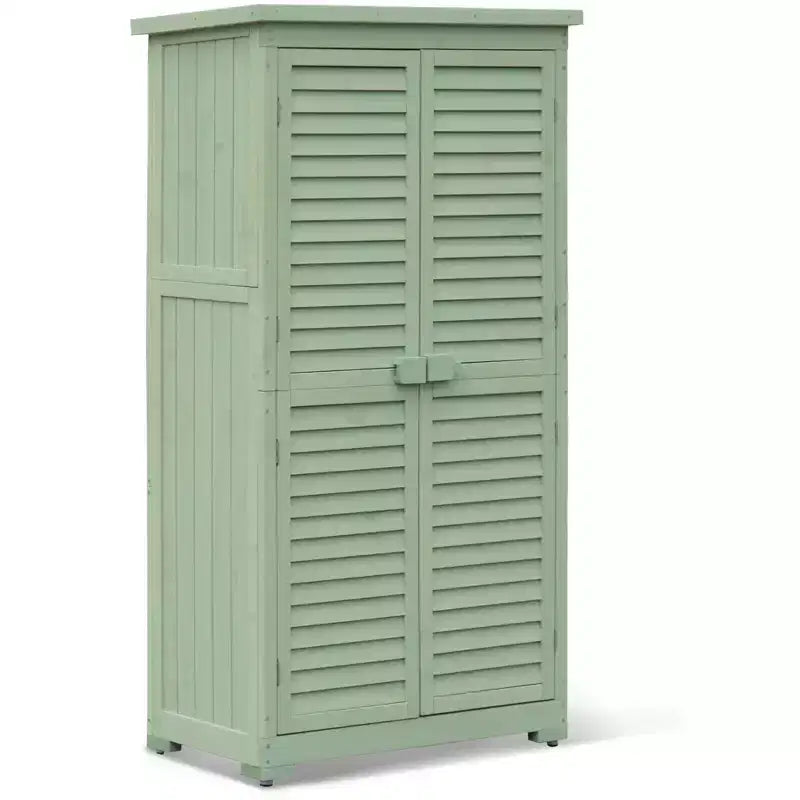 Abri de rangement extérieur étanche de 160 cm, avec étagères amovibles, serrures, doubles portes à volets, grand abri de jardin en bois avec plancher pour terrasse, cour