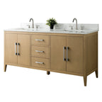 Meuble-lavabo de salle de bain Vanity Art 72 po à double vasque avec dessus en marbre reconstitué