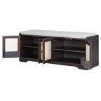 Banc de rangement rustique en bois Whisen, banc à chaussures d'entrée avec coussin amovible, étagères réglables