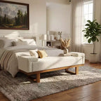 Banc rembourré Paulina moderne en bois d'hévéa et tissu bouclé Christopher Knight Home