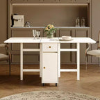 Table à manger pliante ATJafurn 59'' avec abattants pour petits espaces, table de cuisine rectangulaire en bois extensible avec roulettes et rangement