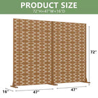 MAYEERTY Cloison de séparation 01 marron en acier galvanisé, 72x47x16, paravent double face antirouille en 6 pièces