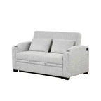 61.6 Canapé-lit convertible moderne en chenille avec ports USB, porte-gobelets et dossier réglable pour salon, appartement