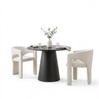 Petit ensemble de salle à manger pour 2 personnes, chaises rembourrées beiges, table à manger ronde sur pied, meubles de cuisine modernes et compacts - Panipeachy