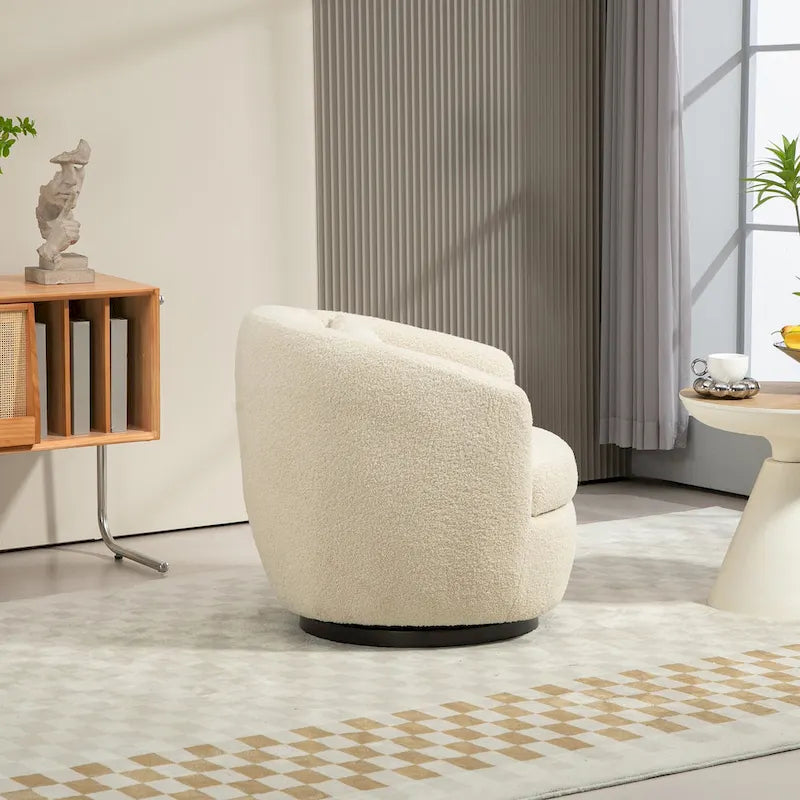 Fauteuil club pivotant rembourré avec rangement, chaise d'appoint moderne pour salon, chambre, bureau ou coin lecture