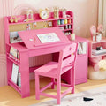 Bureau et chaise d'étude pour enfants avec rangement, bureau d'étude pour enfants avec étagère supérieure et inclinable, pour les 3-8 ans, table d'écriture pour chambre d'enfant