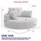 Fauteuil pivotant simple en velours côtelé et chenille avec rembourrage en mousse