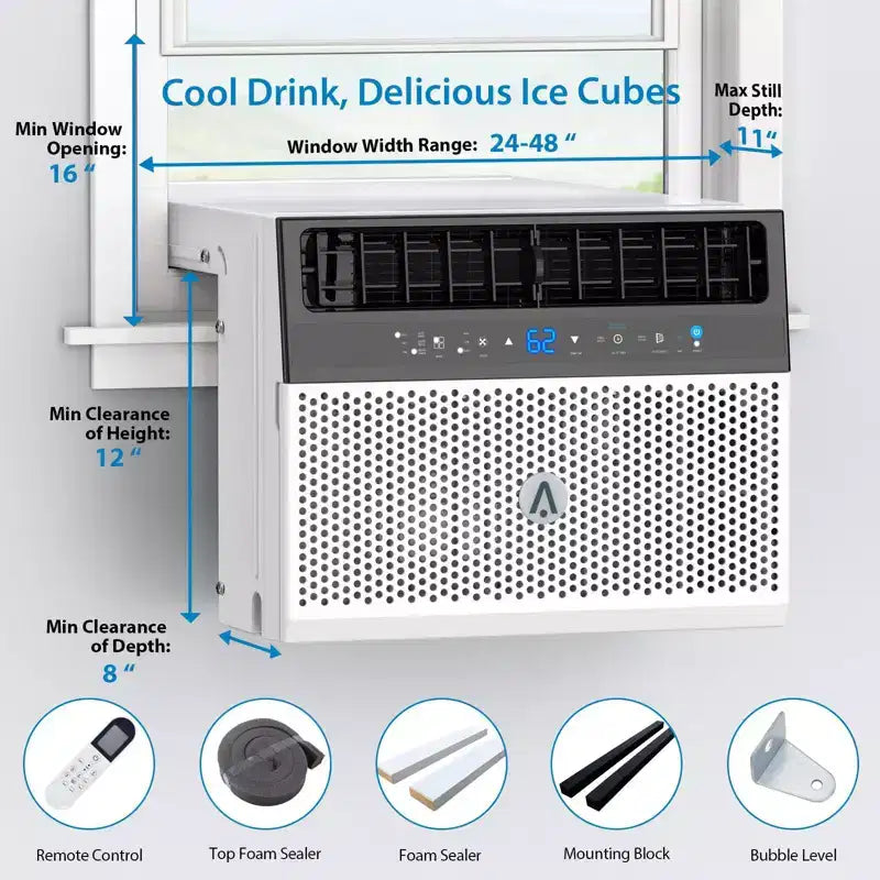 Climatiseur de fenêtre intelligent Acekool 6 000 BTU, climatiseur de pièce Wi-Fi avec télécommande, refroidissement silencieux pour pièces jusqu'à 23 m²