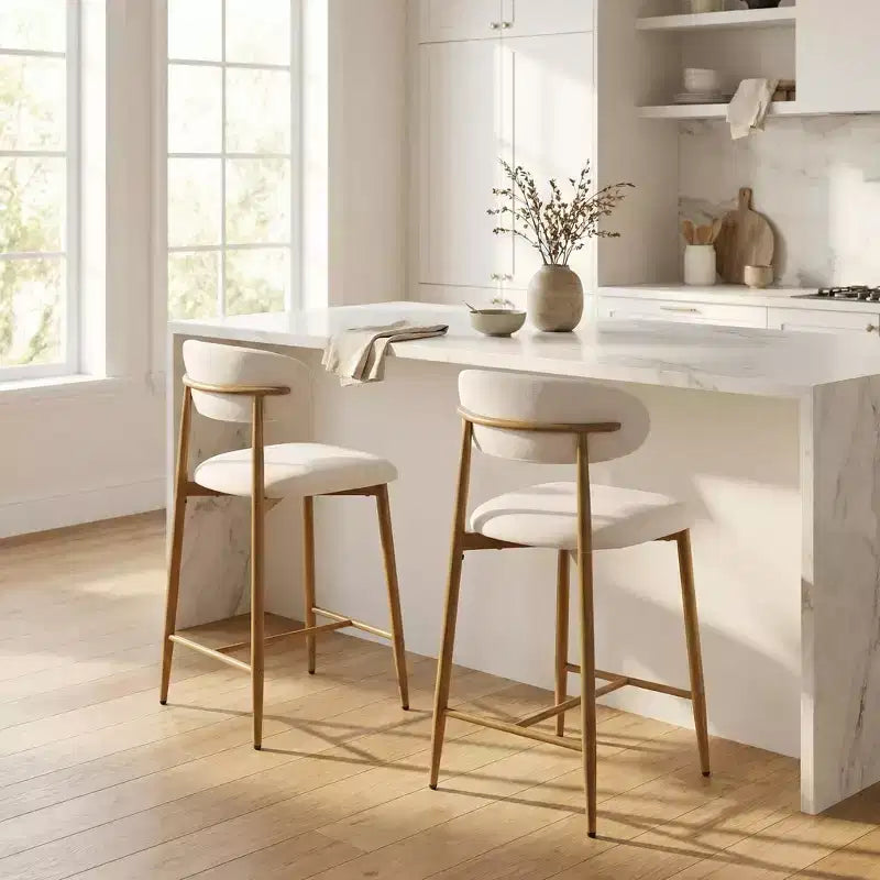 Tabouret de bar hauteur comptoir avec siège rembourré et pieds en métal, chaise d'îlot de cuisine moderne de 26,3 pouces
