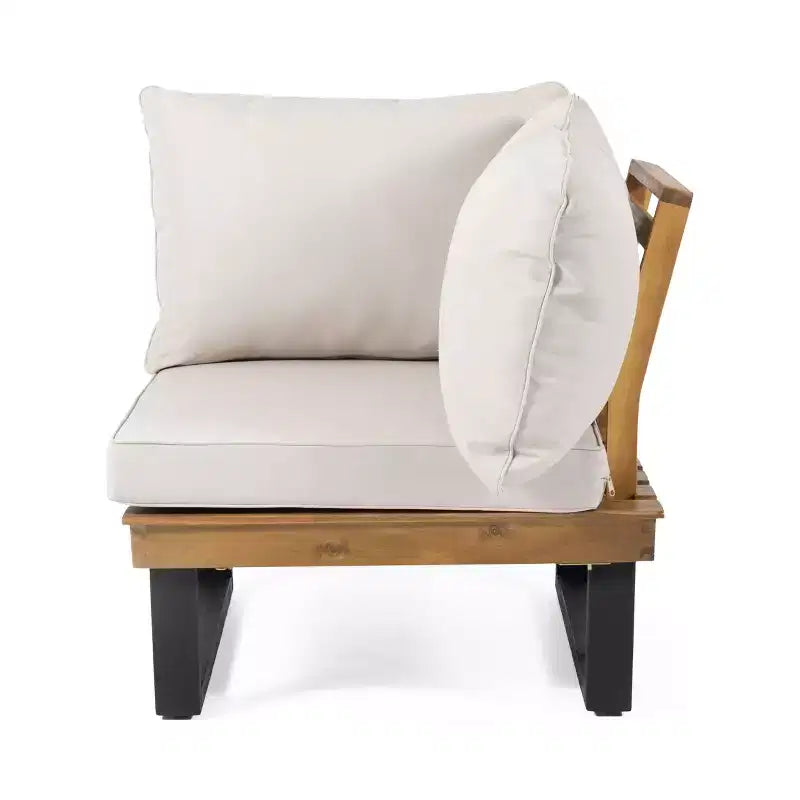 Canapé d'angle d'extérieur en forme de L, ensemble de loisirs pour patio, ensemble de sièges de conversation de jardin avec table basse et coussins résistants à l'eau - ModernLuxe