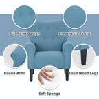 Fauteuil d'appoint moderne Erommy, fauteuil à dossier haut, canapé simple en tissu rembourré avec boutons et pieds en bois pour salon