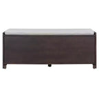 Banc de rangement rustique en bois Whisen, banc à chaussures d'entrée avec coussin amovible, étagères réglables