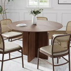 Table à manger ronde PexFix 45 x 45 en bois massif avec finition noyer et pieds arqués élégants pour salles à manger et cuisines modernes