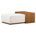 Ottoman Poly & Bark Jarmo avec table en noyer réglable – Cuir pleine fleur véritable italien