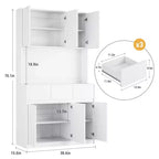 Armoire de cuisine de 71 pouces, vaisselier avec lumières LED et prises de courant, buffet avec support pour micro-ondes, étagères réglables