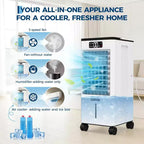 Refroidisseur d'air évaporatif portable 7L avec télécommande, 3 vitesses, minuterie et ventilateur oscillant pour la maison et le bureau