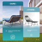 Causeuse double Papasan avec coussin, rotin PE tout temps et cadre en métal pour l'intérieur et l'extérieur