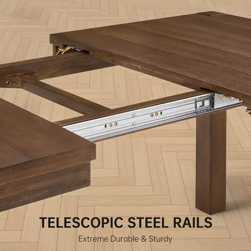 Ensemble de salle à manger moderne - Table 80" + 6 chaises rembourrées, cadre en bois massif, capacité de la table 400lbs, assemblage facile