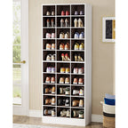 Meuble à chaussures haut 30 paires, étagère de rangement à chaussures en bois blanc 10 niveaux pour placard, entrée - 10 niveaux