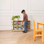 Meuble de rangement à roulettes Cubby avec 15 bacs à ouverture frontale, 3x4, Meuble pour enfants