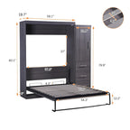 Lit escamotable gris avec armoire et 3 tiroirs, grand lit/lit simple, 1 personne