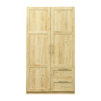 Armoire de rangement en bois blanc avec portes, tiroirs et tringle à vêtements