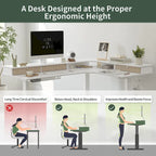 Bureau d'angle électrique debout avec 3 tiroirs et roulettes verrouillables, 160
