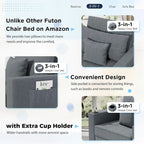 Fauteuil convertible 3-en-1, plusieurs coloris, une place